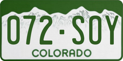 CO license plate 072SOY