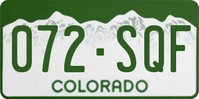CO license plate 072SQF