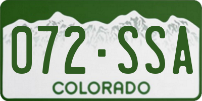 CO license plate 072SSA
