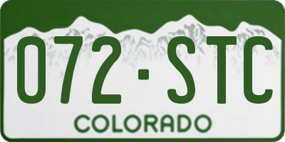 CO license plate 072STC