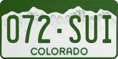 CO license plate 072SUI