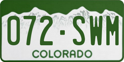 CO license plate 072SWM
