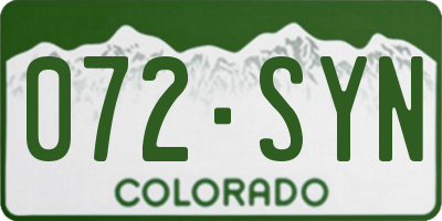 CO license plate 072SYN