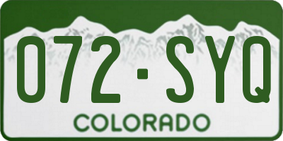CO license plate 072SYQ