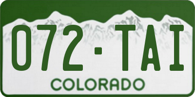 CO license plate 072TAI