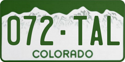 CO license plate 072TAL