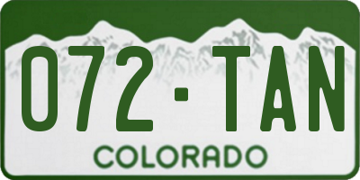 CO license plate 072TAN