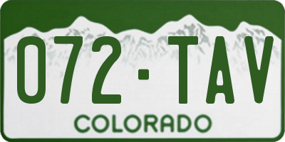 CO license plate 072TAV