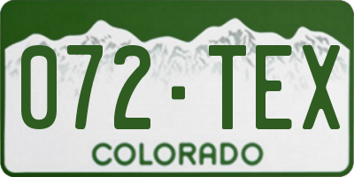 CO license plate 072TEX