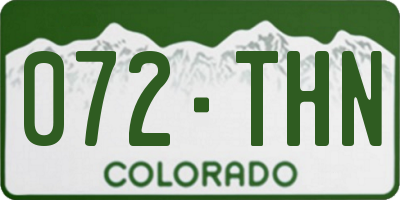 CO license plate 072THN