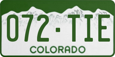 CO license plate 072TIE