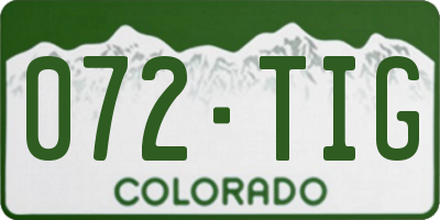 CO license plate 072TIG