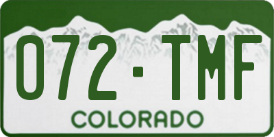 CO license plate 072TMF