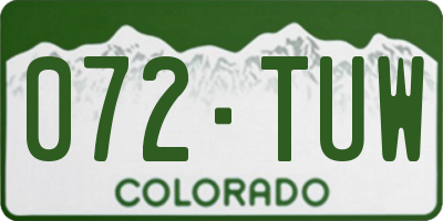 CO license plate 072TUW