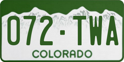 CO license plate 072TWA