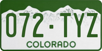 CO license plate 072TYZ