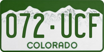 CO license plate 072UCF