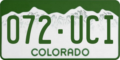 CO license plate 072UCI