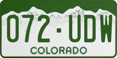 CO license plate 072UDW