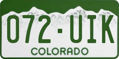 CO license plate 072UIK