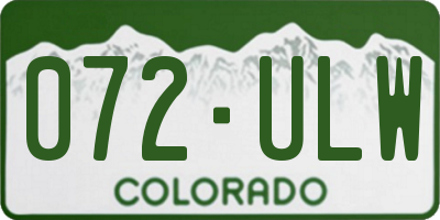 CO license plate 072ULW