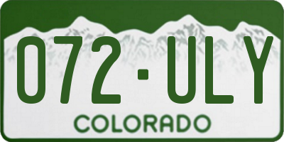CO license plate 072ULY