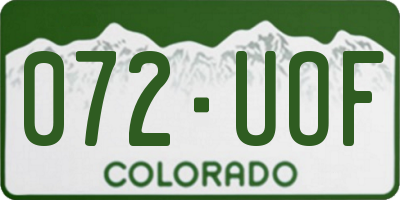 CO license plate 072UOF