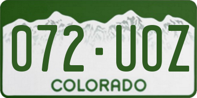 CO license plate 072UOZ