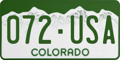 CO license plate 072USA