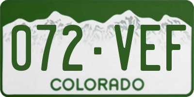 CO license plate 072VEF