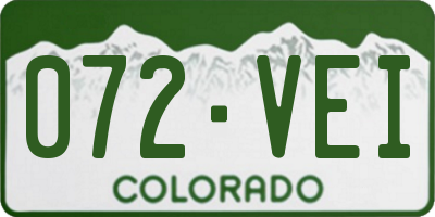 CO license plate 072VEI