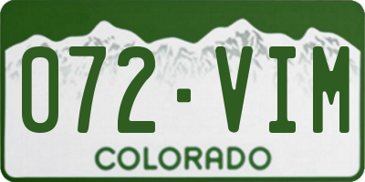 CO license plate 072VIM