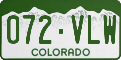 CO license plate 072VLW