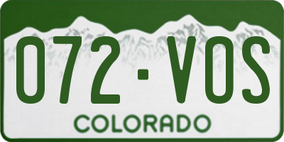 CO license plate 072VOS
