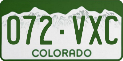 CO license plate 072VXC