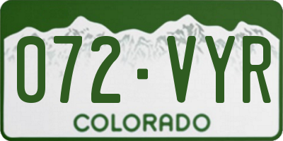 CO license plate 072VYR