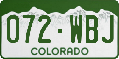 CO license plate 072WBJ