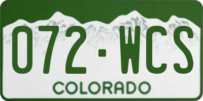 CO license plate 072WCS