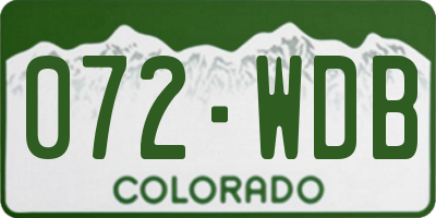 CO license plate 072WDB