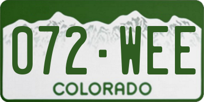 CO license plate 072WEE
