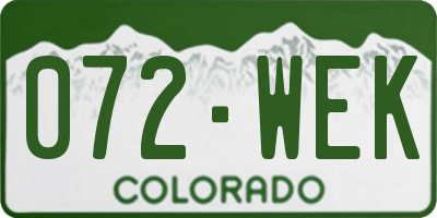 CO license plate 072WEK