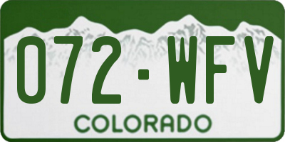 CO license plate 072WFV