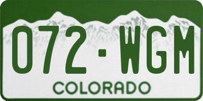 CO license plate 072WGM