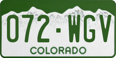 CO license plate 072WGV