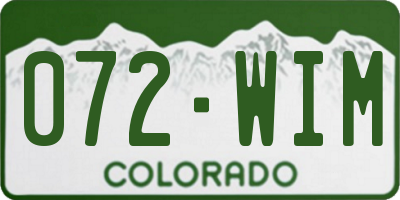 CO license plate 072WIM