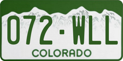 CO license plate 072WLL