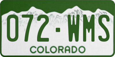 CO license plate 072WMS