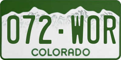 CO license plate 072WOR
