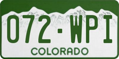 CO license plate 072WPI