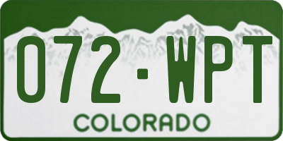 CO license plate 072WPT